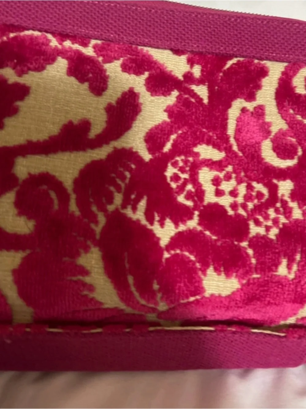 Cake by the Ocean Fuchsia Floral Velvet Cosmetic Pouch or dressy diaperbag